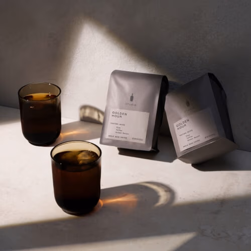 Image of coffee bags and glasses.