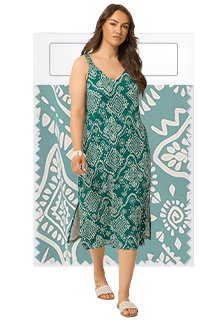 YOURS Curve Blue Abstract Print Throw On Midaxi Dress