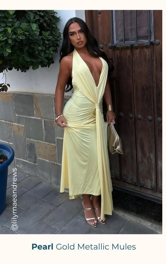 pearl gold metalic mules