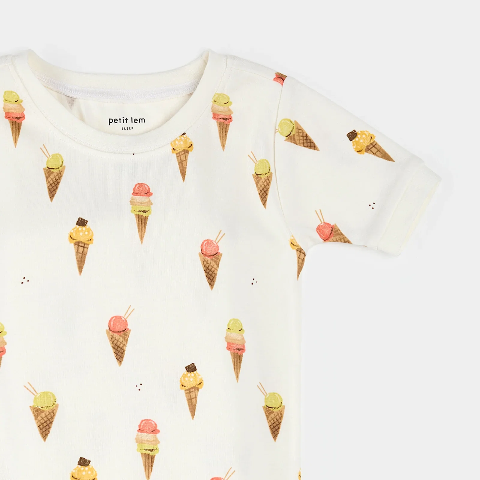 Image of Ice Cream Cone Print on Ivory Short-Sleeved PJ Set