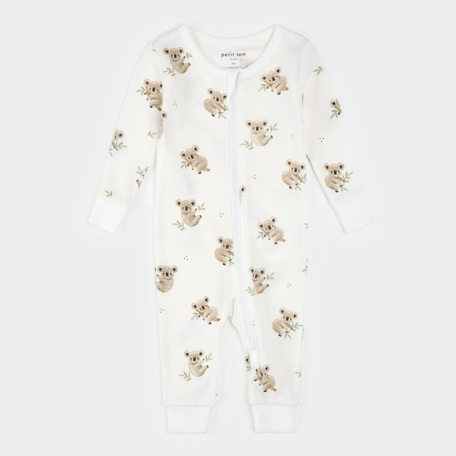 Image of Koala Print on Off-White Ribbed Sleeper