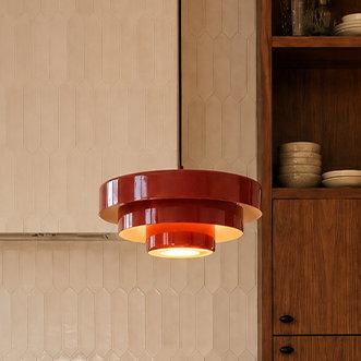 Lámpara colgante Lindby Tivra, roja, Ø 35 cm, metal, E27