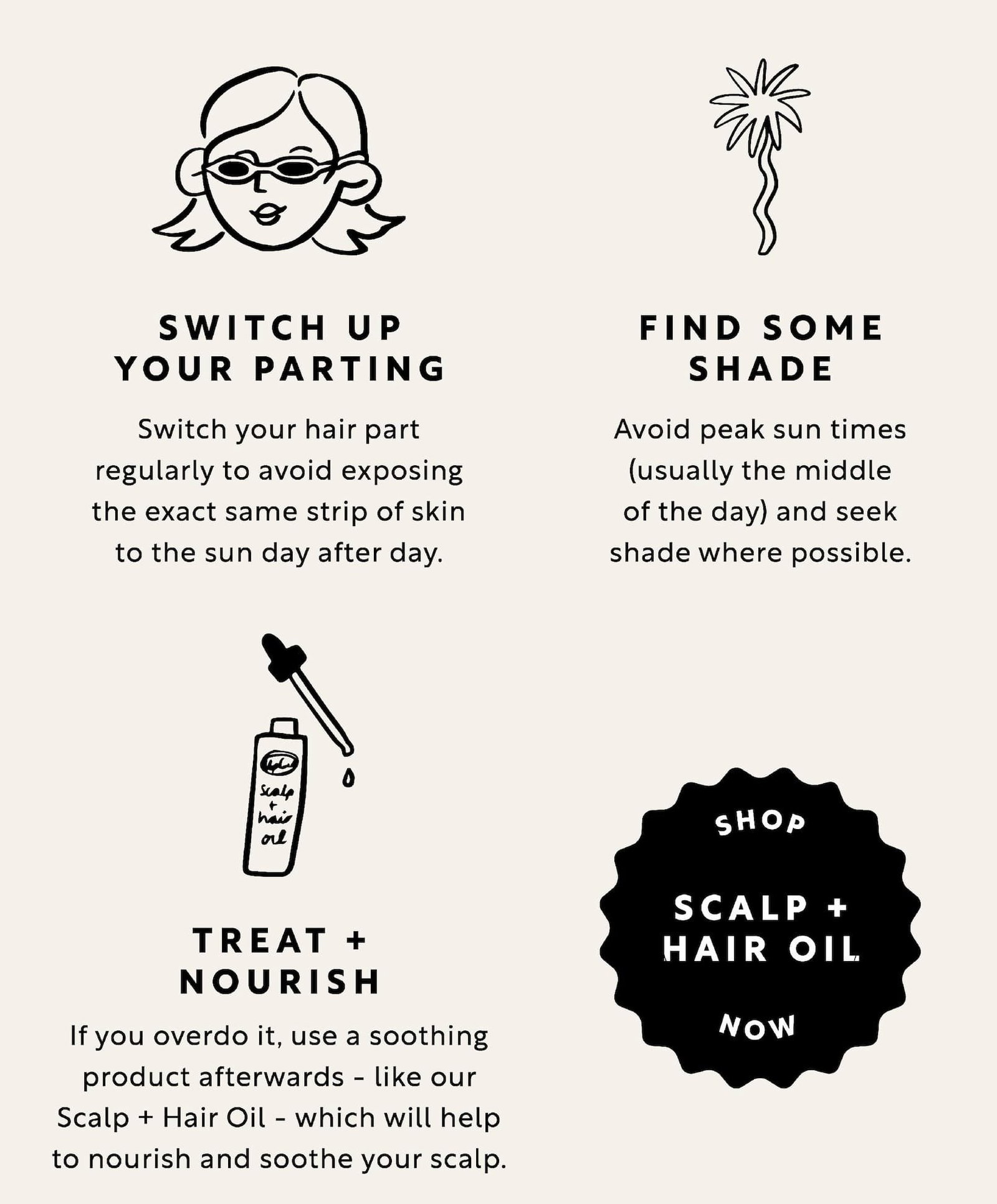 Festival season essentials, like our scalp + hair oil - Shop now!