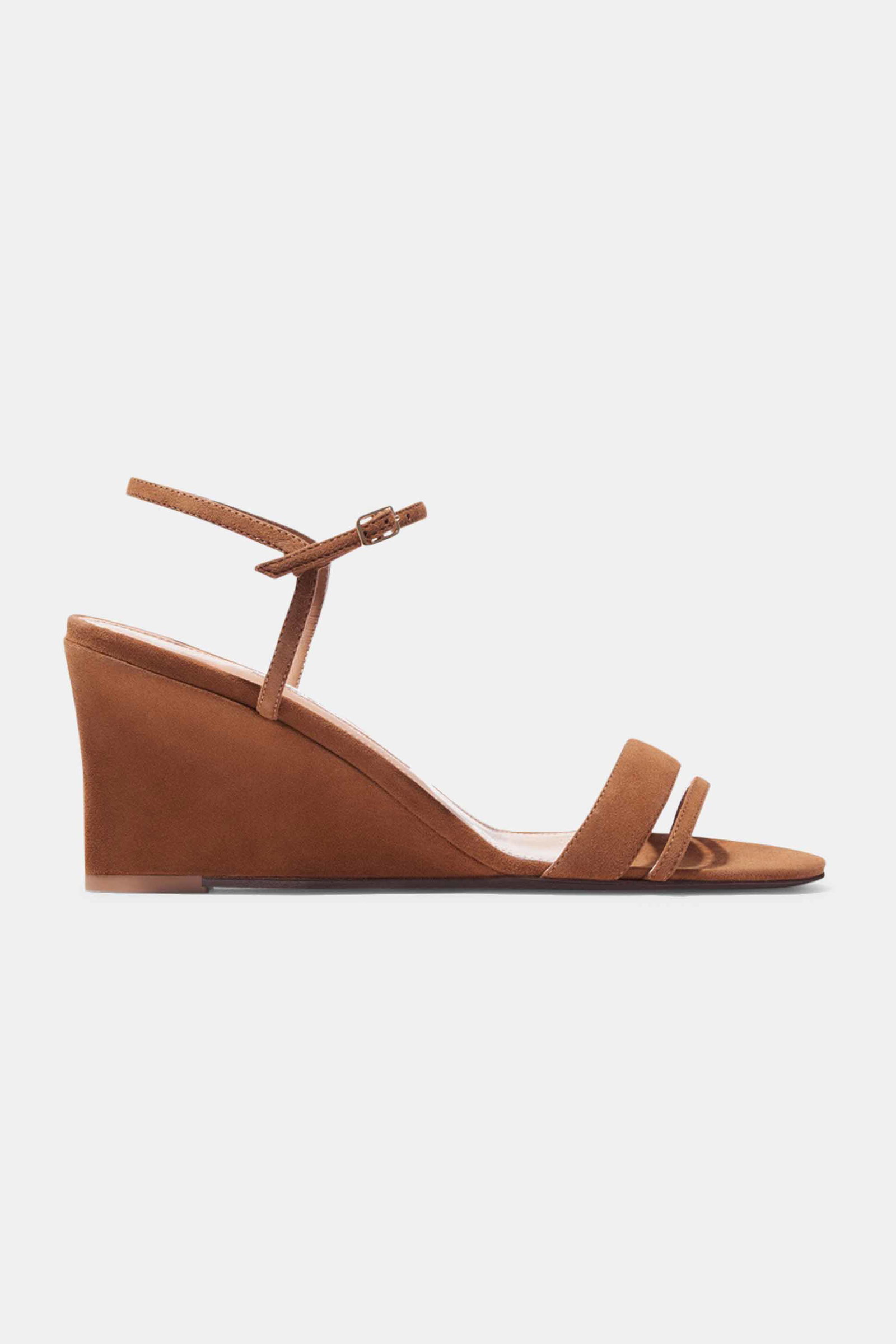 Image of Simple Wedge in Caramel Suede