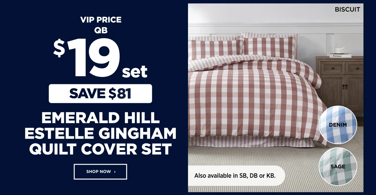Emerald Hill Estelle Gingham Quilt Cover Set