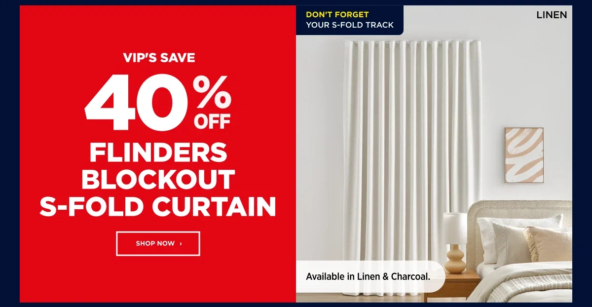 Flinder Blockout s-fold Curtain
