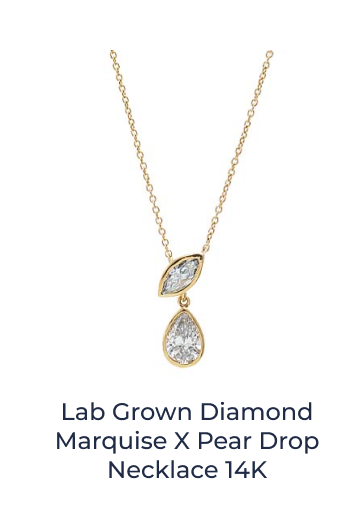 Lab Grown Diamond Marquise X Pear Drop Necklace 14K