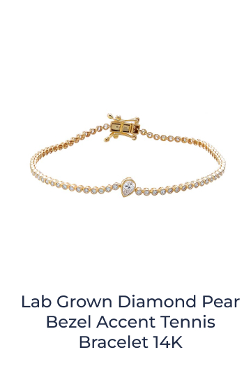 Lab Grown Diamond Pear Bezel Accent Tennis Bracelet 14K