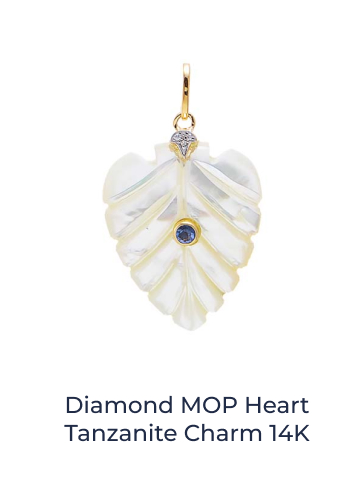 Diamond MOP Heart Tanzanite Charm 14K