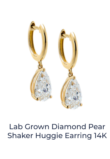 Lab Grown Diamond Pear Shaker Huggie Earring 14K