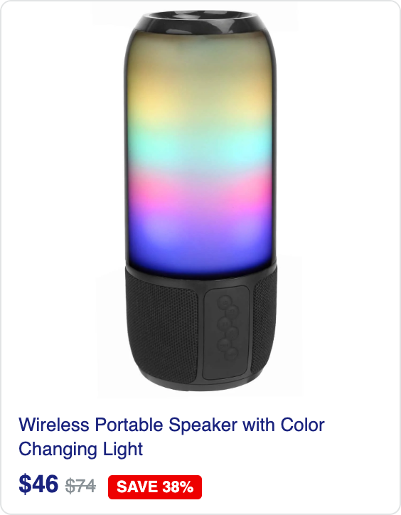 Wireless Portable Speaker with Color Changing Light