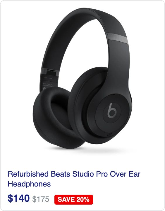 Refurbished Beats Studio Pro Over Ear Headphones