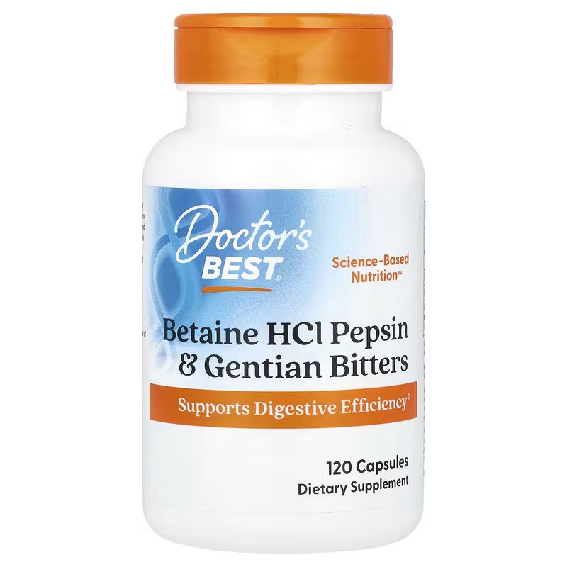 Image of Doctor's Best, Betaine HCl Pepsin + Gentian Bitters