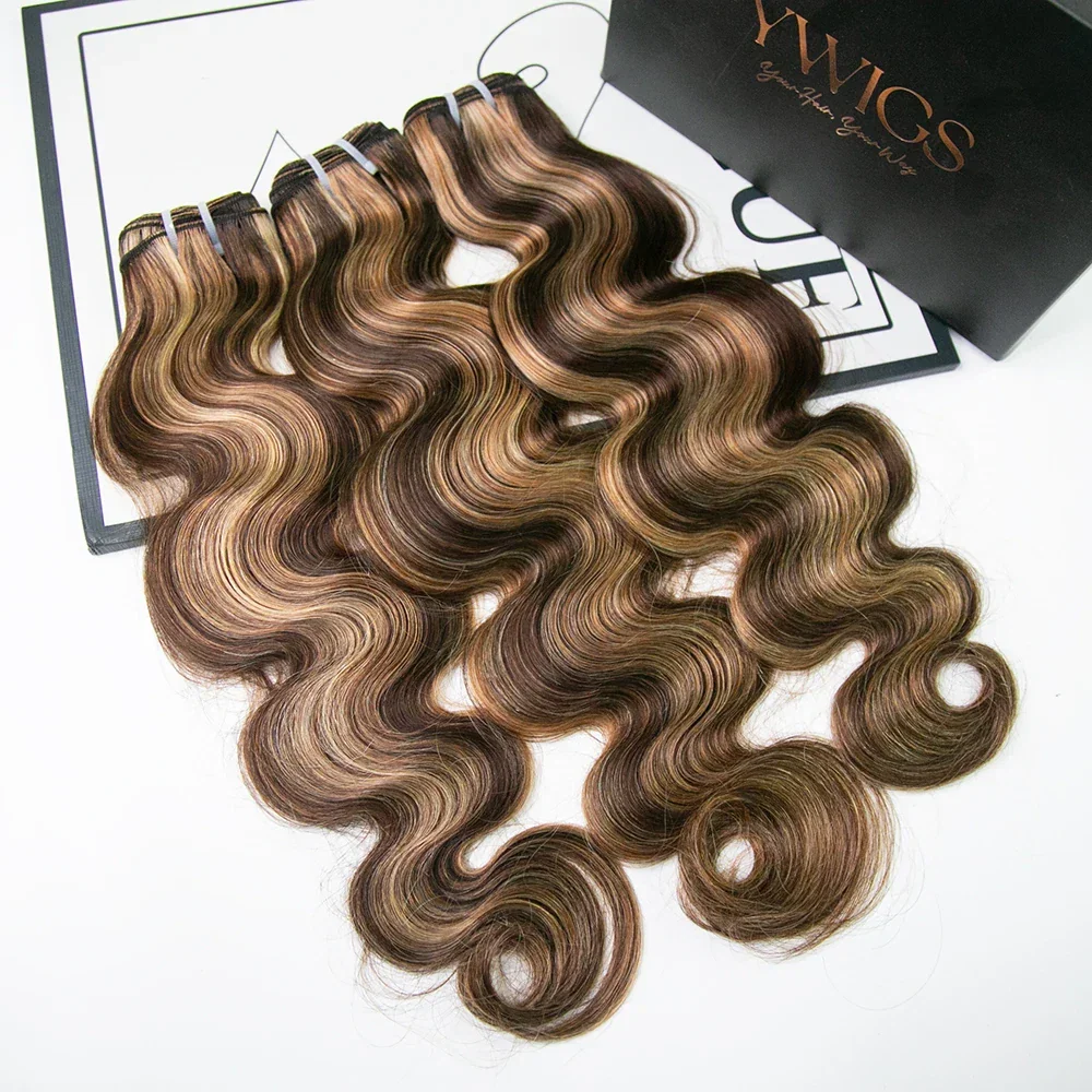 #4/#27/#30 Mix Color Blend Double Drawn Burmese Body Wave Weft Bundles