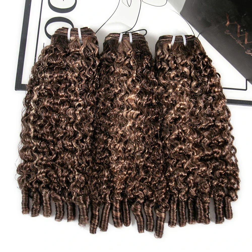 #4/#27/#30 Mix Blend Double Drawn Burmese Water Curly Weft Bundles