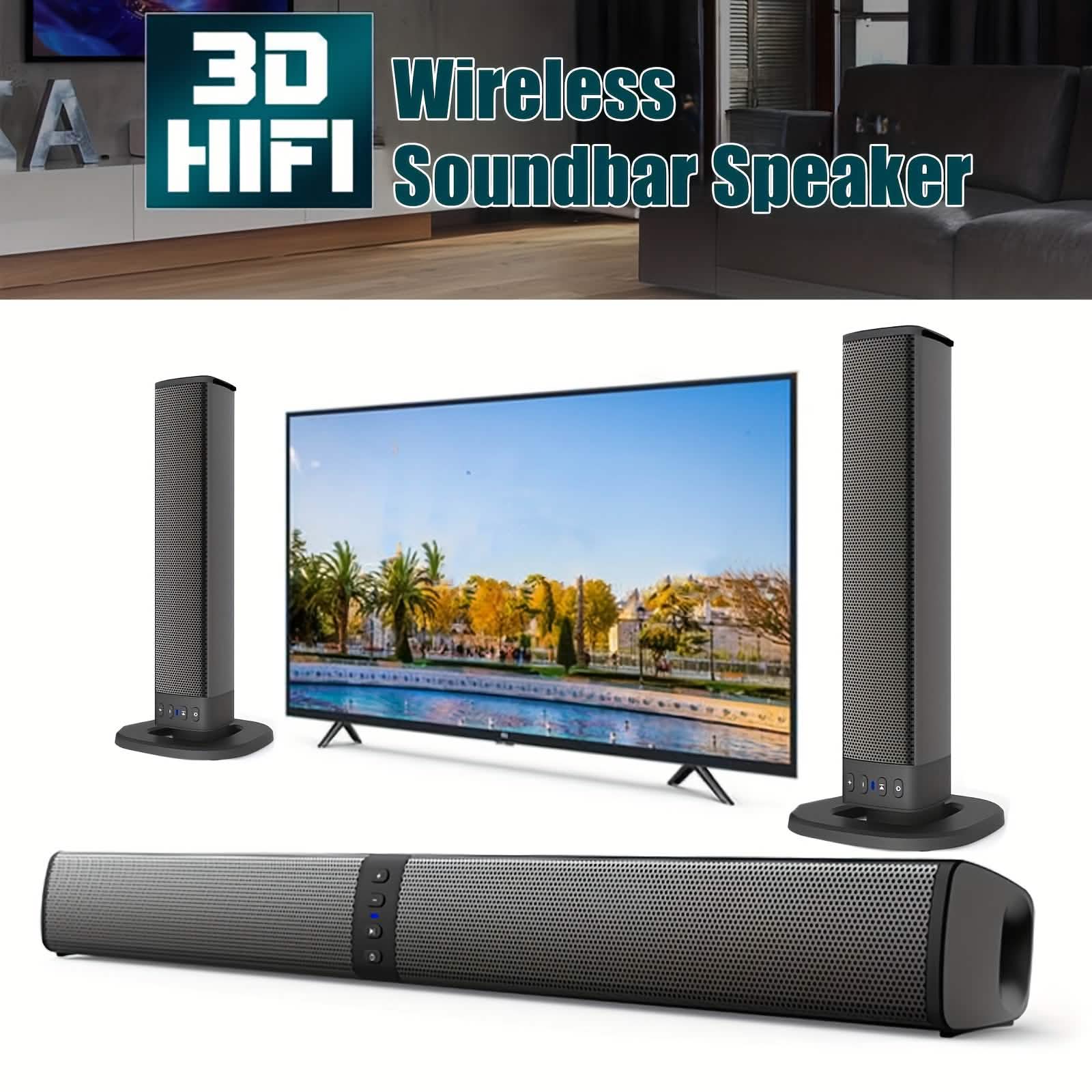 Image of Wireless Soundbar for TV – 2-in-1 Detachable Bluetooth Speaker