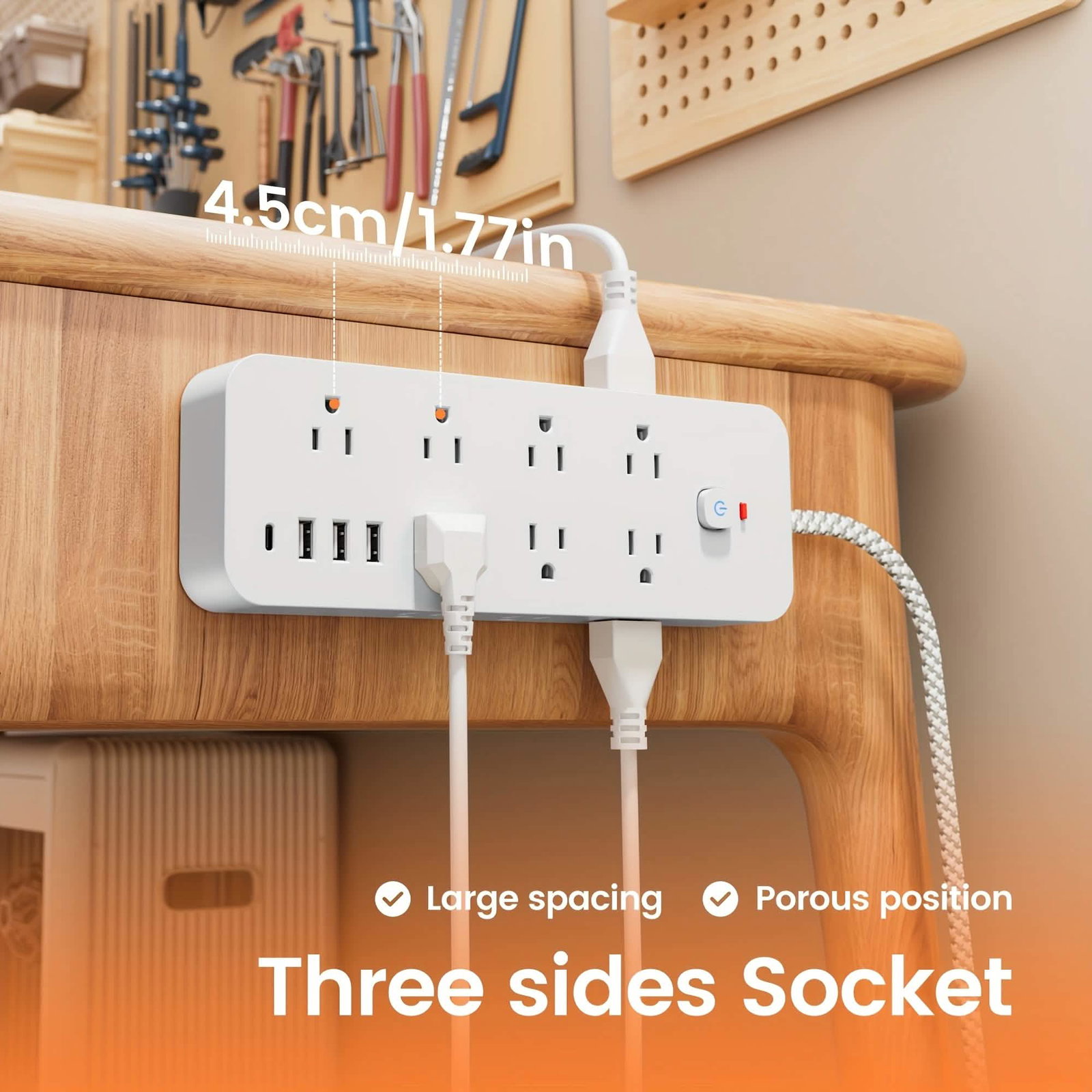 Image of 18-Outlet Power Strip with USB & Type-C – Surge Protection