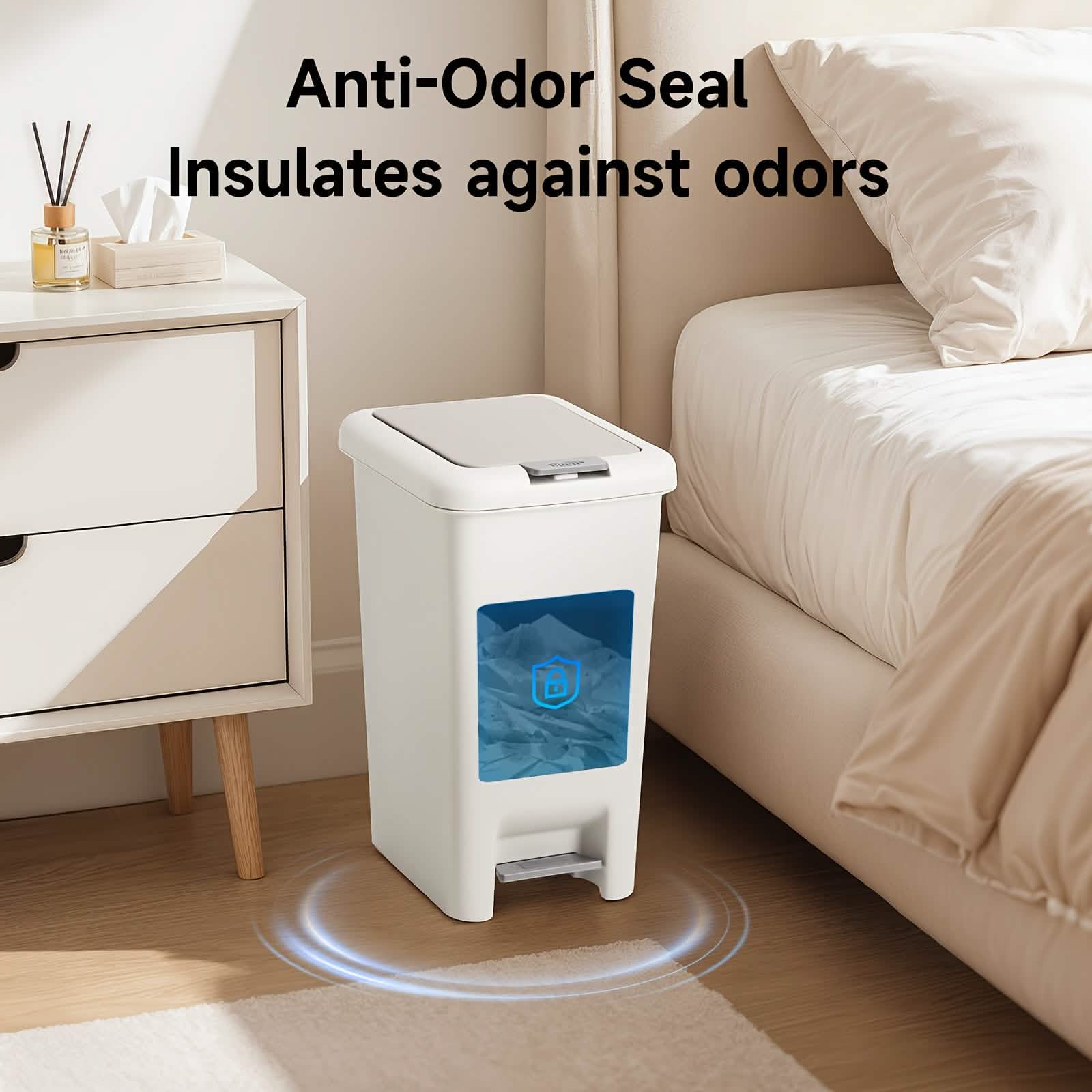 Image of 20L Oval Trash Can – Quiet Press-Top Lid with Foot Pedal