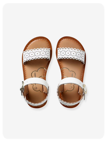 Sandalen Mädchen Leder mit Schnalle - weiß