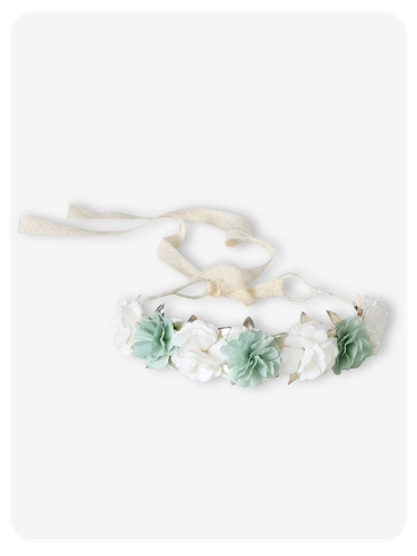 Blumenkranz für Mädchen, Boho-Haarschmuck - salbeigrün/wollweiß