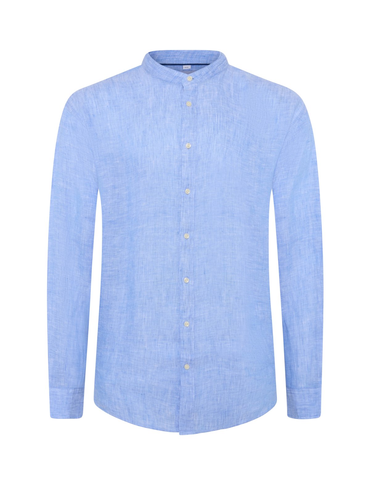 Linen shirt with stand-up collar