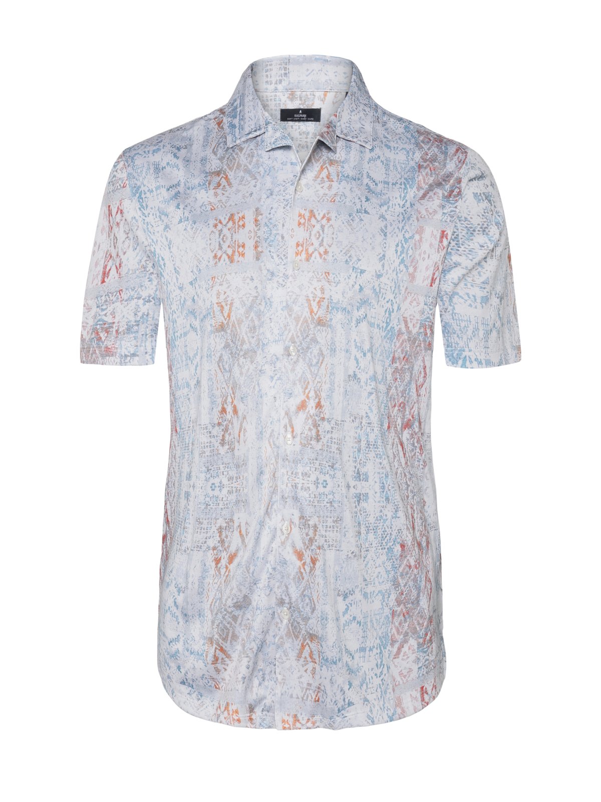 Short-sleeved shirt with all-over print and resort collar