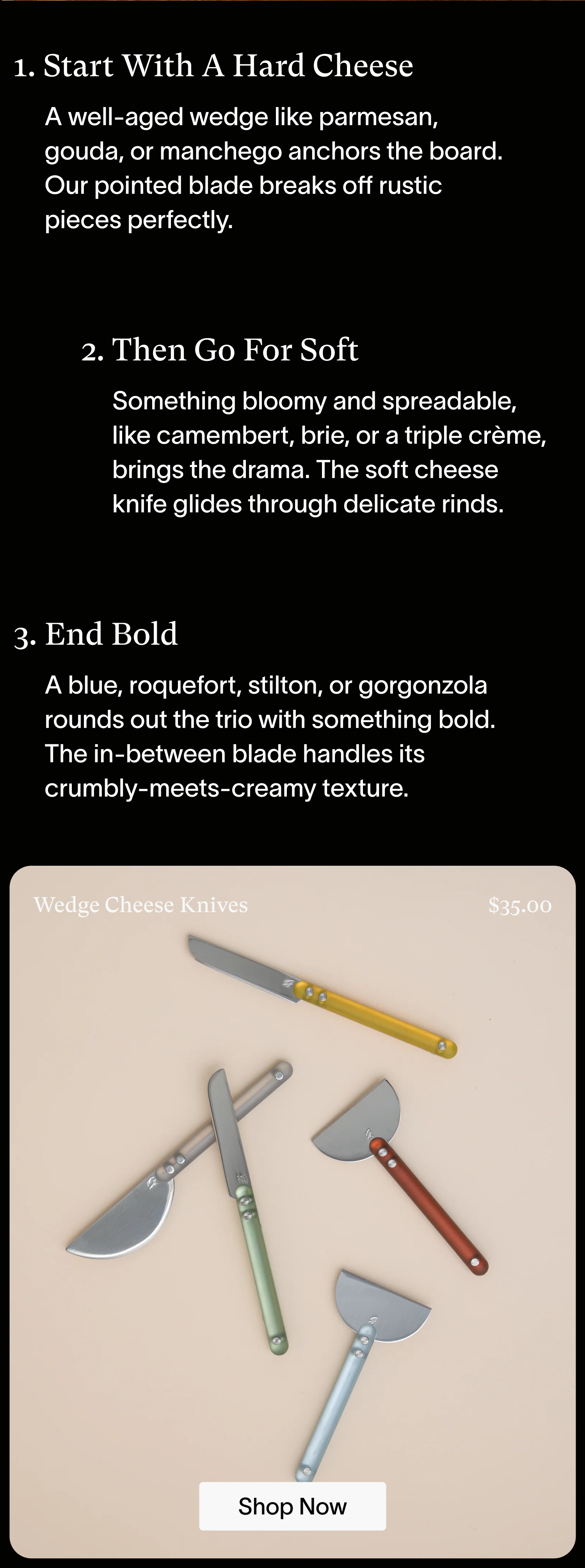 wedge cheese knives