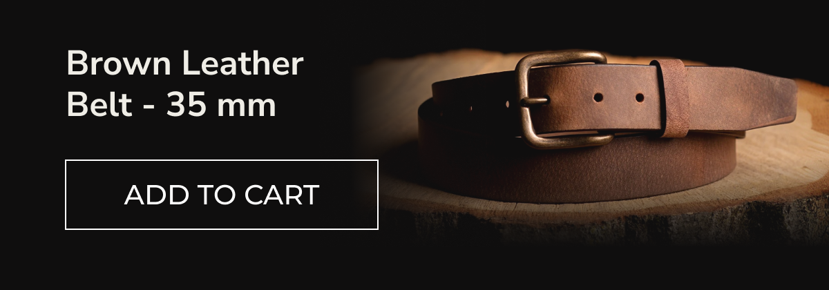Brown Leather Belt - 35 mm