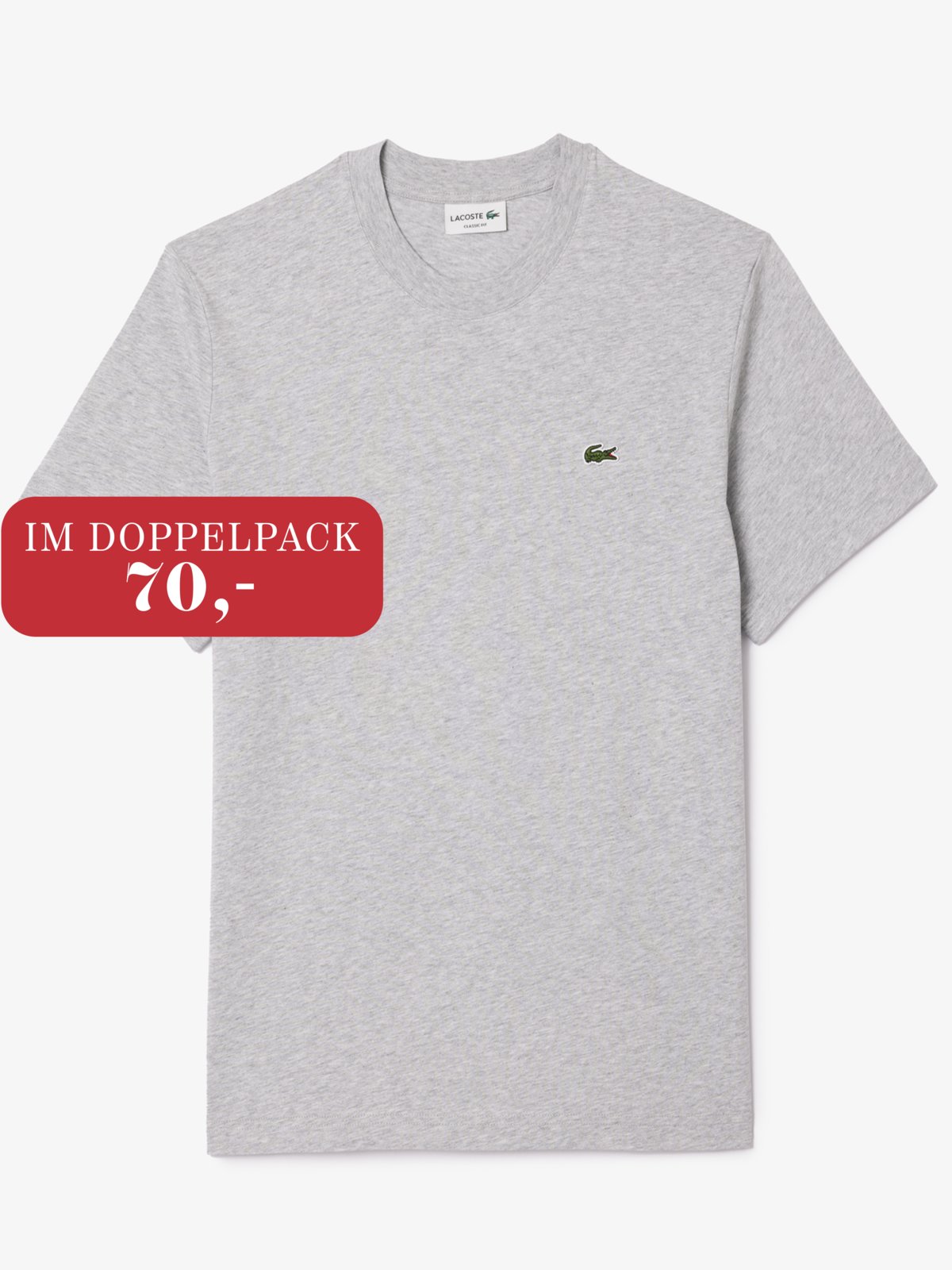 Unifarbenes T-Shirt aus Baumwolle mit Krokodil-Aufnäher, Classic Fit