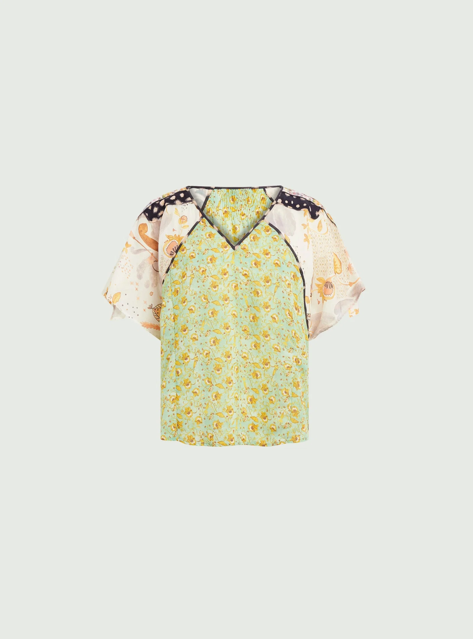 Image of Blouse oversize plissée imprimée vert