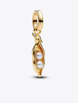 Treated Freshwater Cultured Baroque Pearl Peas in a Pod Dangle Charm