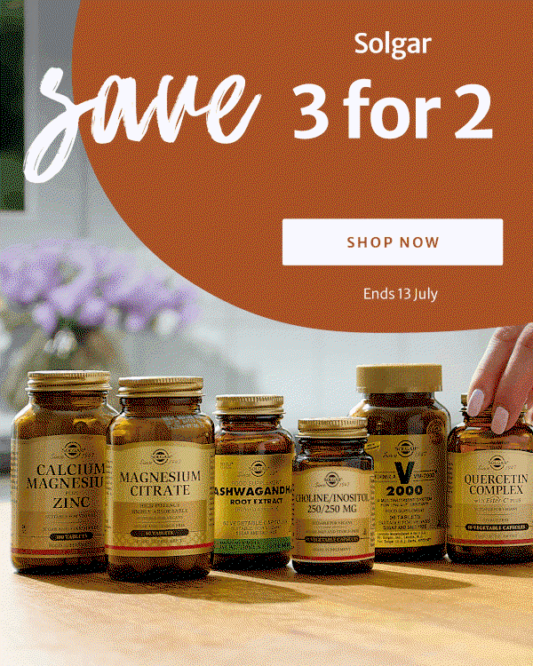 3 for 2 on Solgar, buy 1 get 1 half price on Antipodes & 30-50% off RRP on GO Healthy