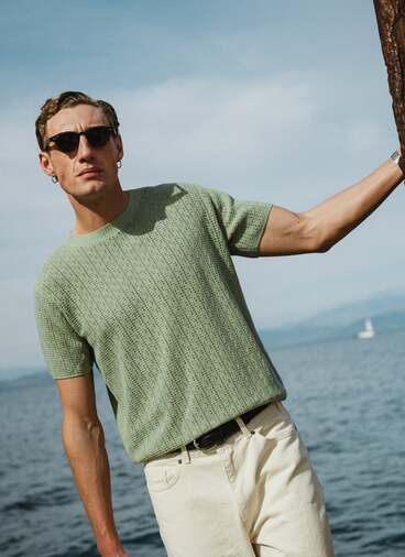 Siena Knitted T Shirt | 100% Cotton | Pistachio
