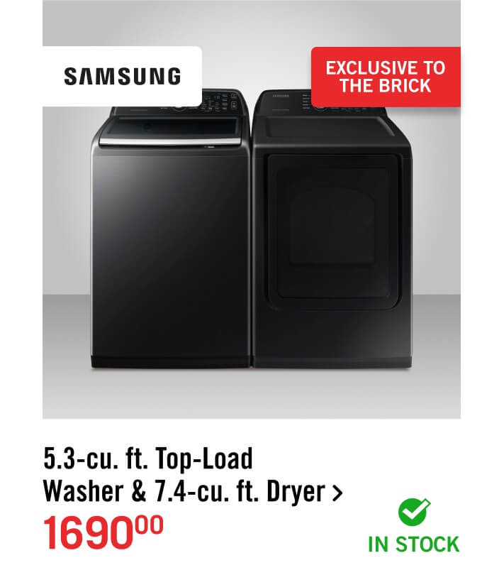 5.3-cu. ft. Top-Load Washer & 7.4-cu. ft. Dryer.