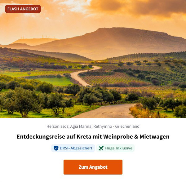 Entdeckungsreise auf Kreta mit Weinprobe & Mietwagen