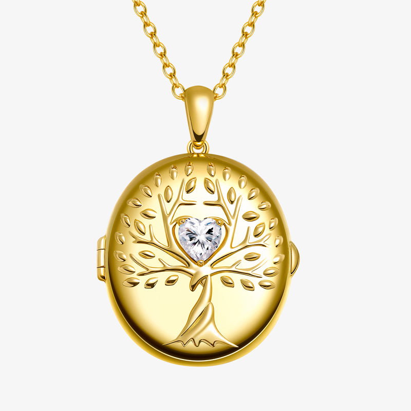 Gold / White Sapphire Tree of Life AI Smart Locket