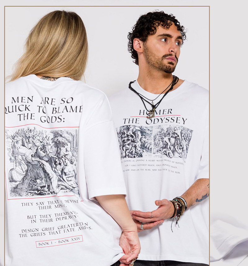 Homer's Odyssey Super Heavy Oversized White T-Shirt With Back Print