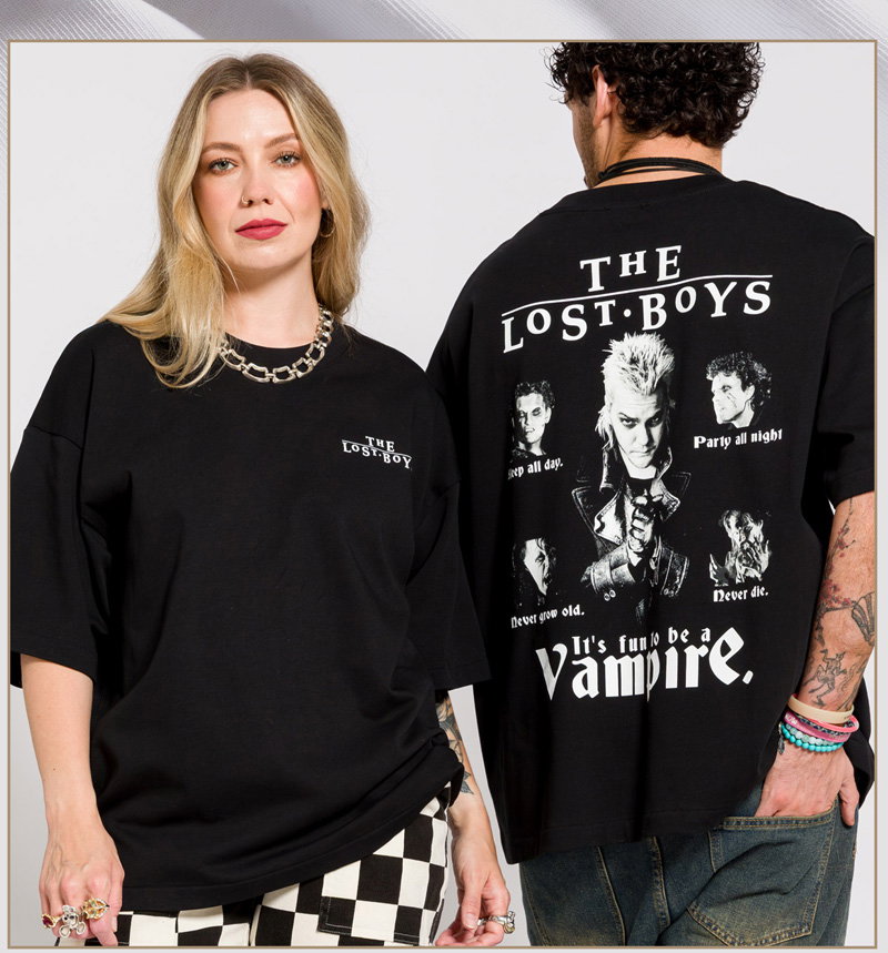 The Lost Boys Super Heavy Oversized Black T-Shirt With Back Print