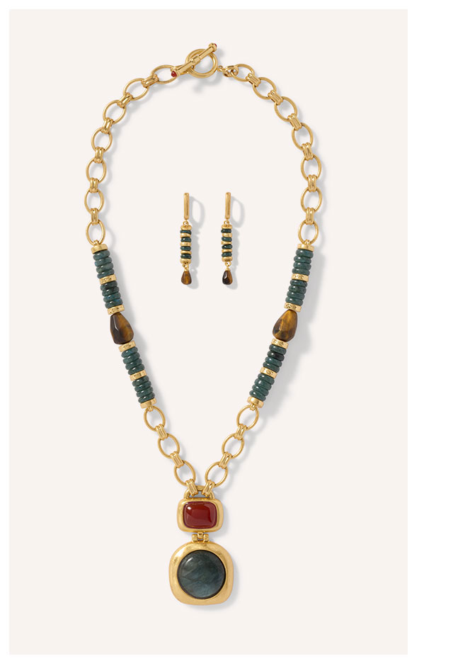 Qing Beaded Necklace and Earrings Set