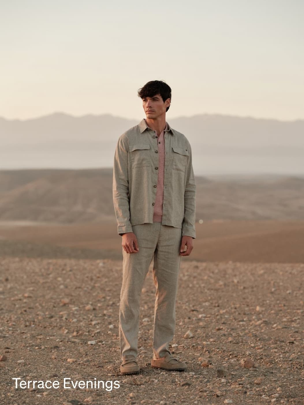 Two-tone linen overshirt | Taupe