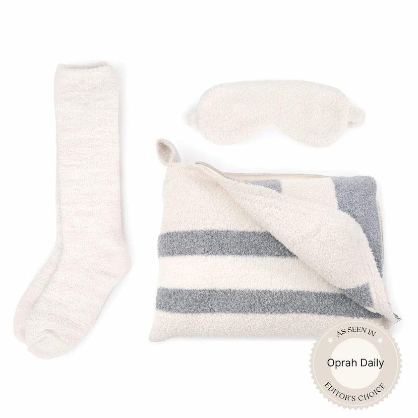 Link to Rugby Stripe Travel Set in Champagne / Ivory