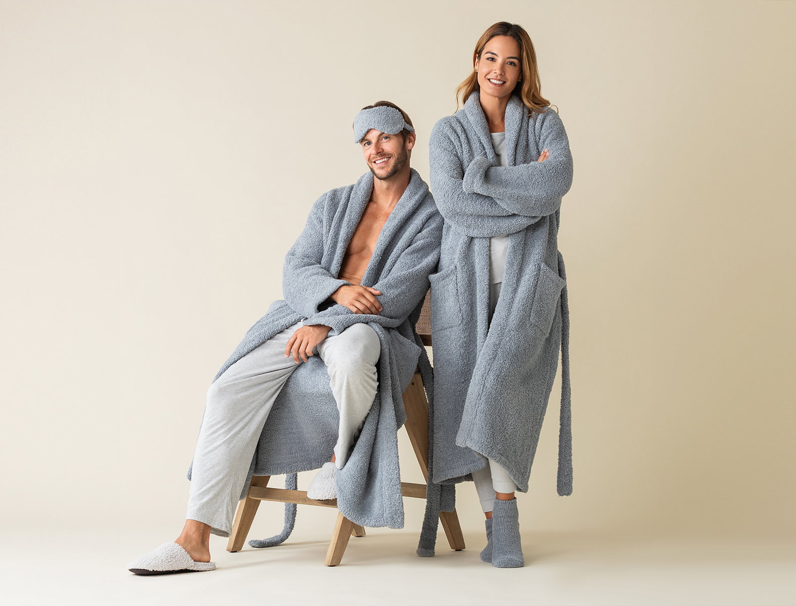 Image of models wearing Signature Shawl Collar Robes in Maliblu