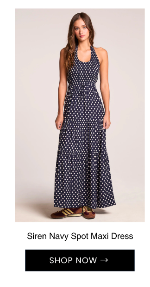 Siren Navy Spot Maxi Dress