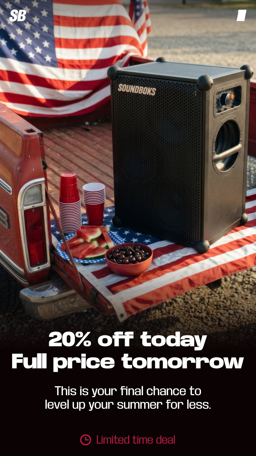 20% off today. Full price tomorrow.