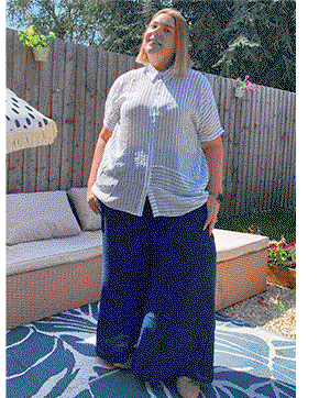 EVANS Curve Navy Blue Wide Leg Trouser