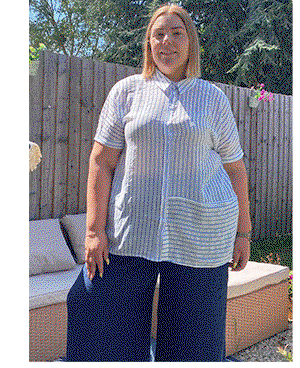 EVANS Curve White & Blue Stripe Shirt