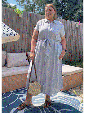 EVANS Curve Blue & White Stripe Shirt Dress