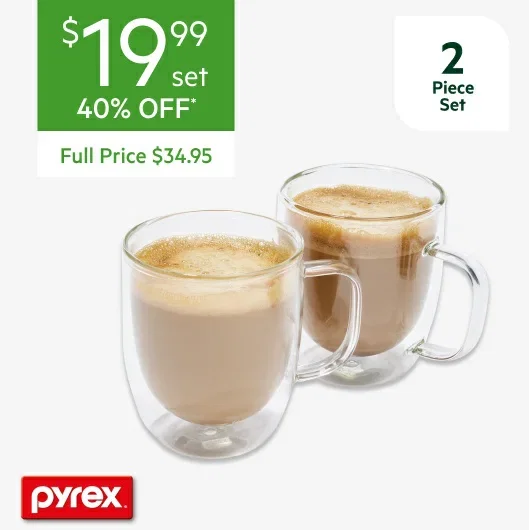 PYREX Double Wall 2 Piece Glassware Sets