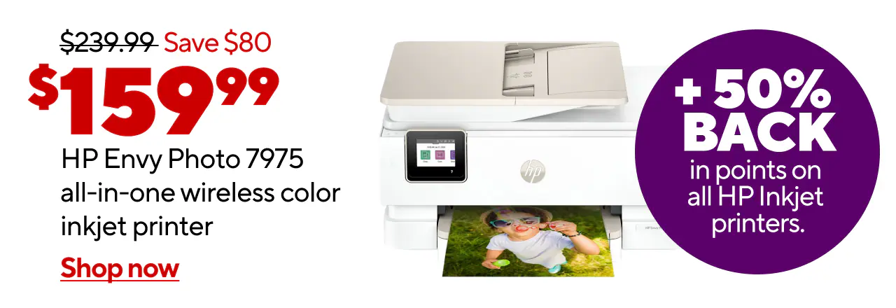 HP Envy Photo 7975 Wireless Color Inkjet All-in-One Printer $159.99