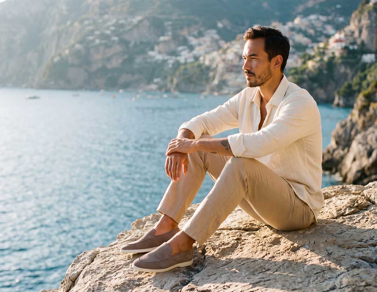 Refined for the Modern Wardrobe THE CATANIA IN GREY  Rooted in classic Mediterranean style, the Catania reflects the warm textures of sunbaked coastal architecture. It bridges the gap between casual daytime linen and tailored evening trousers, making it the most versatile addition to your summer wardrobe.  [SHOP THE CATANIA]